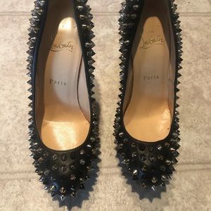 Christian Louboutin  heels black gold spikes